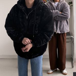 [1+1/당일출고] 밍크 후리스 오버핏 패딩 6color 겨울 오버핏 두꺼운 후드 집업