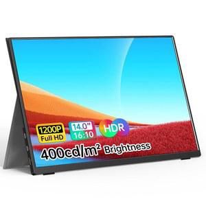 노트북 모니터용 WGK 휴대용 모니터 14인치 FHD1200P 초슬림, USB C HDMI 플러그 앤 플레이, 100% SRGB 외장 모니터, 듀얼 스피커 익스텐더 디스플레이. 노트북용 스마트 커버, PC폰 XBOX 호환용 PS4 /5