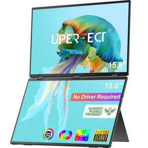 노트북 PC 휴대폰 게임 콘솔용 스탠드가 있는 UPERECT DELTA 15.6인치 듀얼 모니터 휴대용 1080P HDR 360 접이식 스택형 트리플 모니터(드라이버 필요 없음)