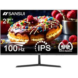 SANSUI 모니터 27인치 IPS 100Hz 컴퓨터 모니터, 내장 스피커 FHD 1080P HDR 적응형 동기화 기울기 조절 가능한 프레임리스 VESA 사무실 및 가정용(ES-27X3L) 호환