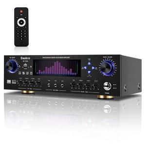 Daakro AV-735A 무선 홈 오디오 증폭기 시스템, 디지털 스테레오 수신기 에코, USB, SD, RCA, LED, Opt, 가정용 Coax /스튜디오 3 마이크 포함 5.1 채널 600W 파워 시어터