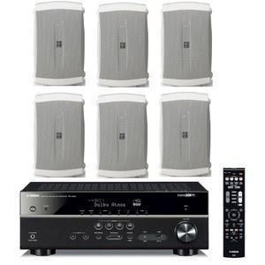 야마하 7.2채널 무선 블루투스 4K 네트워크 A /V Wi-Fi 홈 시어터 리시버 + 고성능 내추럴 서라운드 사운드 2방향 실내용 /야외 방풍 스피커 시스템(6종 세트)