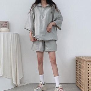 [오노마] ONM 여자 여름 그레이 아노락 트레이닝세트 오버핏 운동