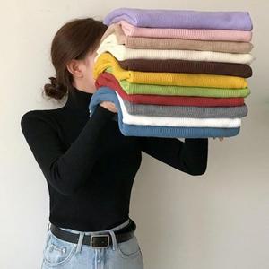 [BZI33LK0_51IB]여성 목폴라 하이넥 골지티 긴팔티셔츠