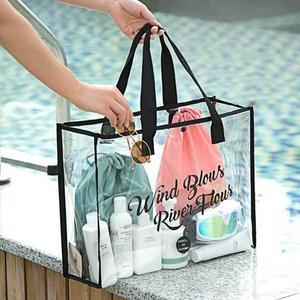 [BZI3L4MN_51IL]블랙 빅사이즈 투명 방수 비치백 PVC