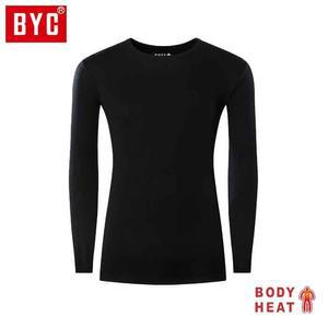 베이직 S0029 검정 BYC U넥 보디히트 긴팔티 남성