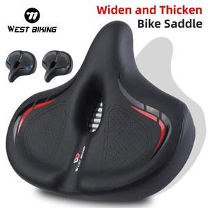 뒷자리 WEST BIKING 넓고 두꺼운 자전거 새들 부드러운 충격 흡수 특대형 쿠션 MTB 로드 사이클링 시트