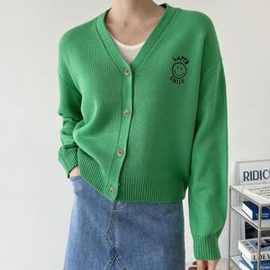 스마일 국산 여성 단추Y오픈 세미크롭 데일리 긴팔 니트 가디건 21DS-WCD-2895-