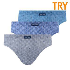 [TRY]트라이 남성 순면 삼각팬티 미디 브리프 3매입 패턴A