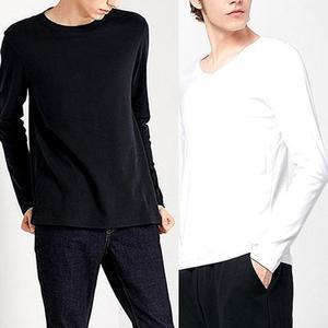 무지 레이어드 남자 이너 티셔츠 기모 긴팔 V넥 티
