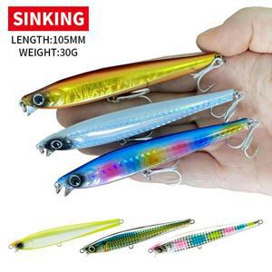 1Pcs 싱킹 낚시 미끼 105mm 30g 캐스팅 헤비 Seabass 송어 태클 Isca Minnow 하드