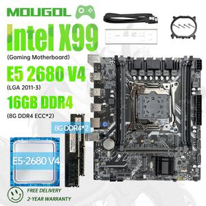 MOUGOL 인텔 제온 E5 2680 V4 CPU 듀얼 채널 DDR4 8GX2 2133MHZ ECC RAM 데스크탑 컴퓨터 키트 X99 게이밍