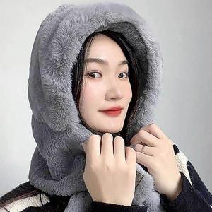 [JHQS89B3_4B]후드 그레이 소프트퍼 니트후드머플러