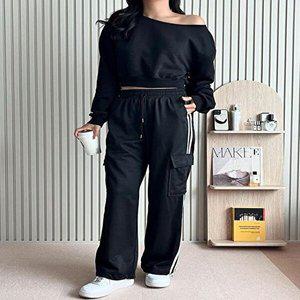 [셀러허브 패션][JHQS8ZPC_4B]여자 조거바지 2선 카고 밴딩 트레이닝바지