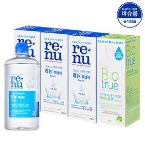 [공식] 바슈롬 리뉴 후레쉬 렌즈세척액 500ml x3개 + 바이오트루 500ml x1개