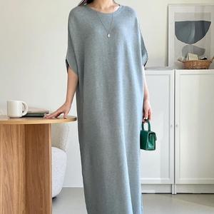 여성 빅사이즈 가오리핏 반팔 모임룩 롱원피스