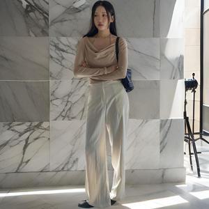 여성 H라인 세미와이드 히든버튼 정장바지 팬츠