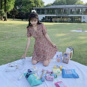 [오노마] ONM 가벼운소재 스커트 라인 플라워 패턴 프렌치 원피스
