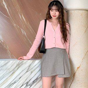 [옷자락]여자 언발 랩 A라인 미니 허리밴딩 스커트