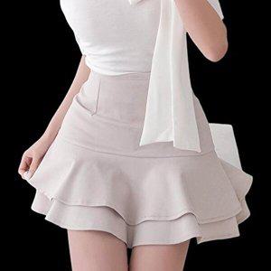 [옷자락]여자 미니 캉캉주름 슬림핏 플레어 스커트