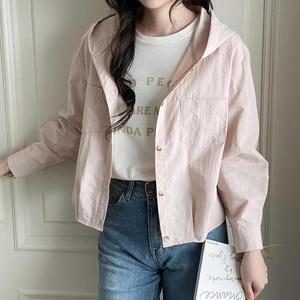 여성 캐주얼 아노락 후드 핀턱 바람막이 자켓