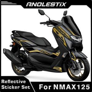 AnoleStix 반사 오토바이 바디 방수 장식 스티커 연료 탱크 패드 야마하 NMAX 125 용 페어링 서리로 덥은