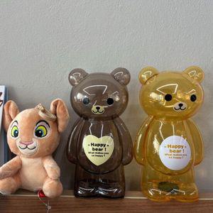 곰돌이 투명 저금통 자재 대형