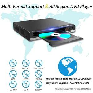 DVD 플레이어 블루레이 TV용 HDMI 호환 AV 출력 SVCD 모든 지역 무료 CD RW 좋은 품질의 스테레오 시스템용