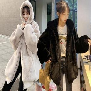 [JHQRL9UB_53DC]부들 여자 밍크퍼 후드 집업 겨울 아우