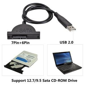 호환 Sata 나사 슬림라인 드라이브 II ROM용 케이블 7 6 변환기 USB 13핀 2 0-미니 CD/DVD 노트북 어댑터