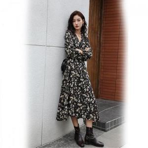 여성 예쁜 기장 허리 가능 플라워 롱 끈조절 원피스