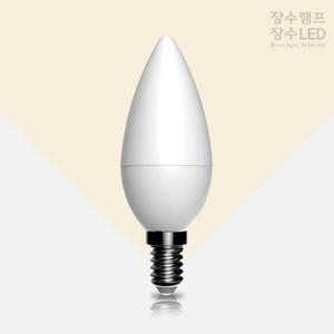 장수램프 불심플투명 LED 촛대구 5W 전구색 E14 캔들다마