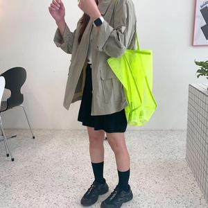 [라일리] Rly 메쉬 숄더백 형광그린 망사 비치백 물놀이가방 모래놀
