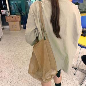 [라일리] Rly 더블 메쉬 숄더백 브라운 망사 비치백 물놀이가방 모