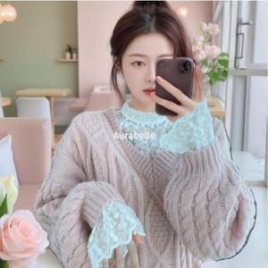 [오노마] ONM 아우라벨르 화이트 플라워시스루 레이스 이너셔츠긴팔
