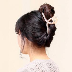 꼬임 집게핀 진주 빅사이즈 국산 똥머리 핑크 헤어핀