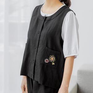 (∼99size)루핑인견자수조끼 VED3001_R