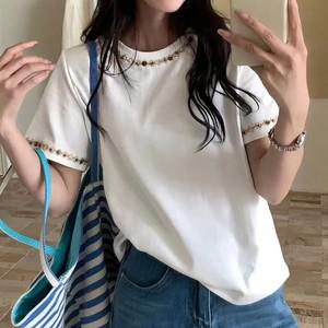 에스닉가든 레이스 라운드넥 반팔티셔츠_M3906