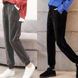 [셀러허브]여성 부드러스타일운 벨벳 소재 기모 안감 밴딩 조거 바지 (S31557735)