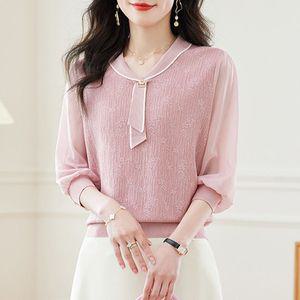여자 쉬폰 블라우스 셔츠 반팔티 봄여름 니트 반팔 쿨링 상의 슬림핏 티 BE2