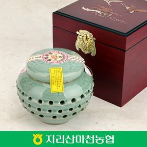 [지리산 마천 지리산 전통꿀 도자기 선물세트 1호 600g  목함+보자기)