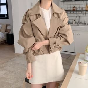 여자 숏트렌치 아방 숏바바리 빅카라 크롭 숏자켓