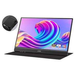 G STORY 휴대용 모니터 14인치 FHD 1080P IPS USB C, A 노트북 모니터, 조절 가능하고 숨겨진 케이블 디자인 익스텐더 디스플레이, PC폰 MAC에 완벽한 스마트 커버 포함