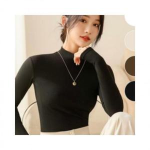 목폴라티 이너 티셔츠 무지 여성 폴라 기모 스판 (3f62G)