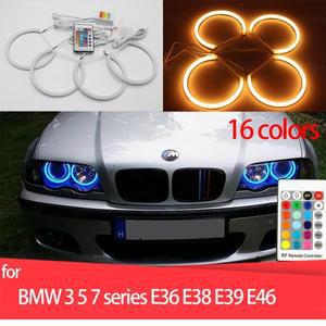코튼 RGB LED 엔젤 아이 키트, BMW 3 5 7 시리즈 E36 525i 530i 용, 16 색 라이트