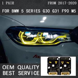 적응형 LED 헤드라이트 엔젤 아이즈 63117214939 노란색 DRL 모듈, 2018 BMW 5 시리즈 G30 530i GT F90