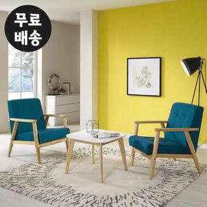 제이 원목 패브릭 2인용 소파세트 모듈형(내츄럴블루)