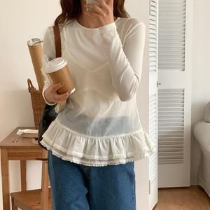 여자 시스루 레이어드티 레이스캉캉 나시 뷔스티에