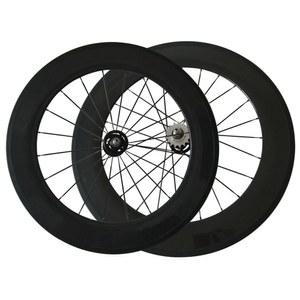 휠셋 700C 탄소 자전거 트랙 바퀴 88mm 23mm 너비 V 모양 고정 기어 자전거 바퀴 세트 노바텍 A165SB A166SB 허브와 클린처 튜브