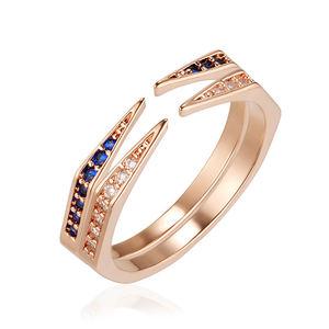 [끄란느] 14K GOLD PALTED 블루 화이트 믹스 레이어드링 2종 세트 C24RB093